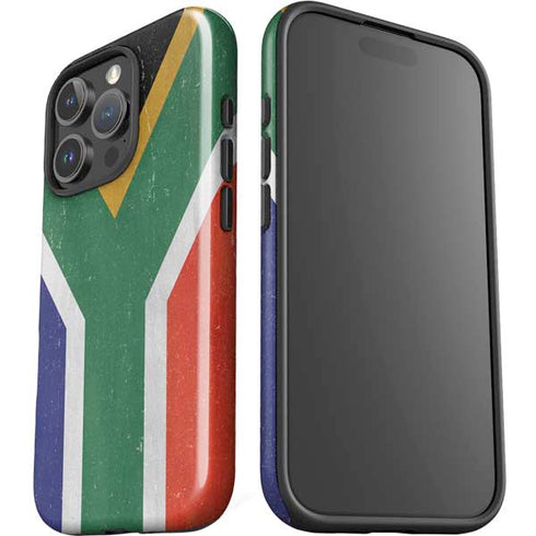 South Africa Flag Distressed iPhone 16 Pro Max Impact Case